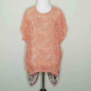 Tolani Boho Orange Mosaic Print Silk Top S